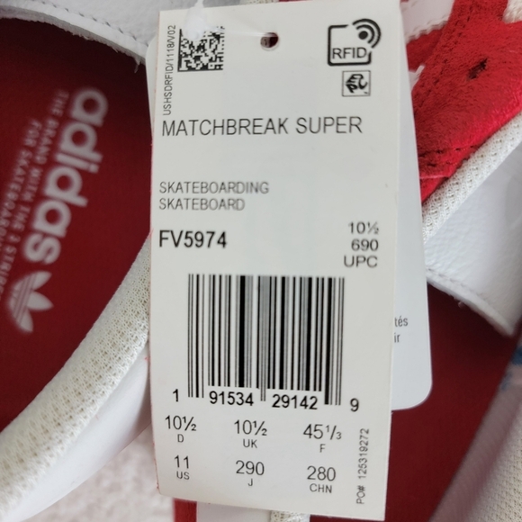 Adidas Matchbreak Super Scarlet White/Gold Metallic SkateboardSneakers Sz 11 NEW - Picture 11 of 12